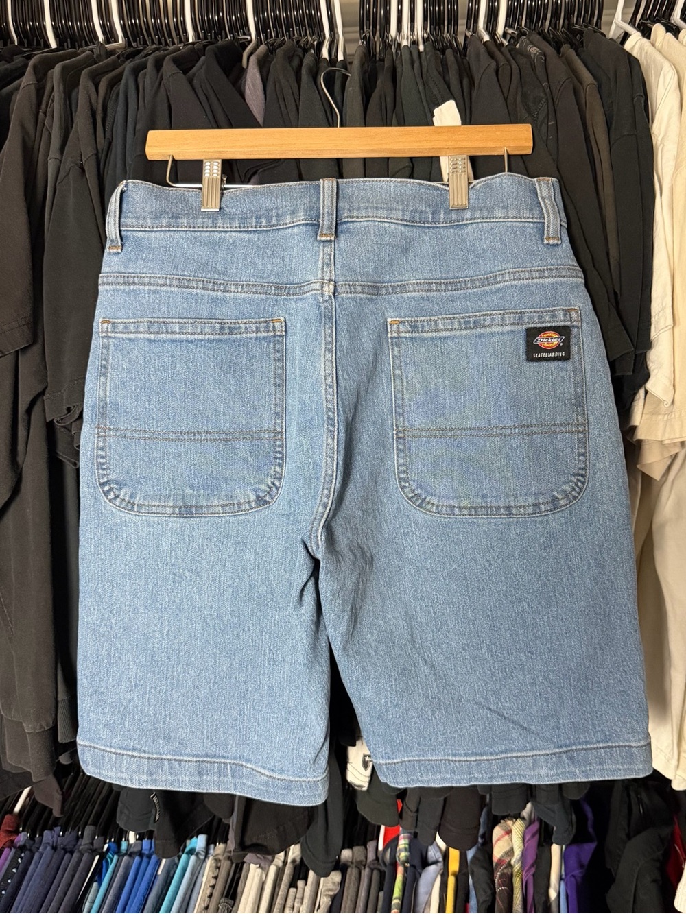 Dickies Skateboarding Jean Shorts Mens 31 Waist Light Wash Blue Y2K Baggy Skater